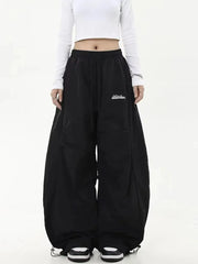 Retro Y2K Hip Hop Streetwear Casual Chic Matching Sweatpant Oversize Wide Leg Pant Low Waist Drawstring Lady Cargo Pants