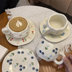 Korean ins style, hand-painted handmade ceramic coffee cups
