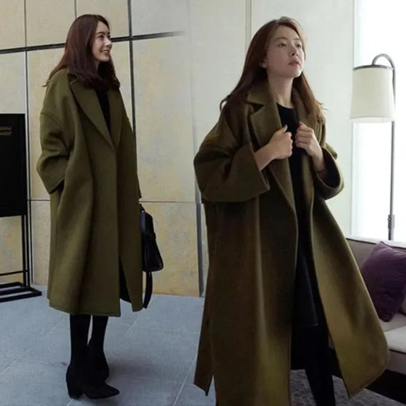 Arrival Thickened Korean Style Woolen Jacket Loose-fit Medium-length Clothing