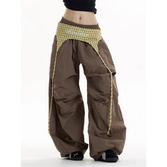 Brown Baggy Parachute Pants Oversize Cargo Pants Harajuku Japanese Y2k Gyaru Vintage Trousers Clothes