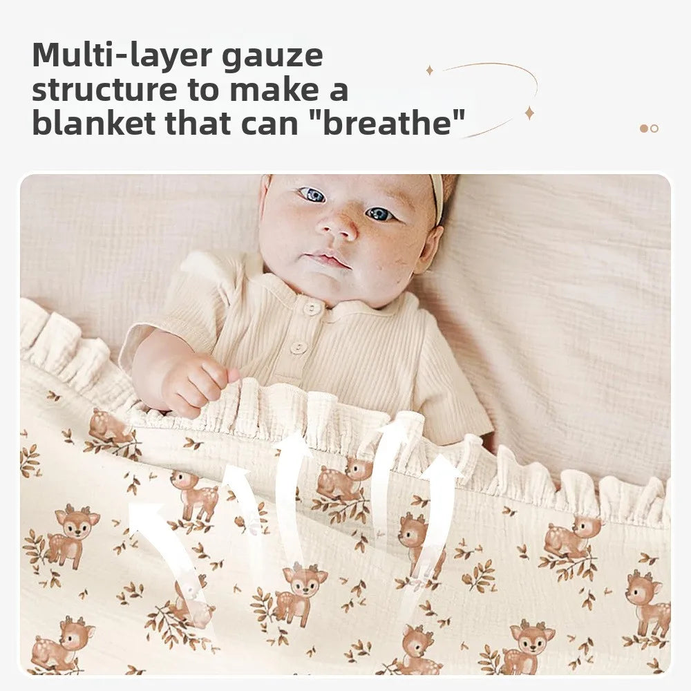 Ruffle Baby Blanket Cotton Swaddle Newborn Wrap Flower Muslin Receive Blankets Stroller Cover