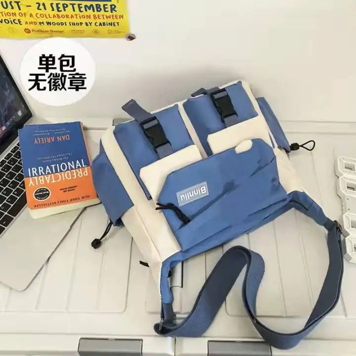 Japanese Simple Messenger Bag Student Nylon Waterproof Canvas Handbag Shoulder Crossbody Bags