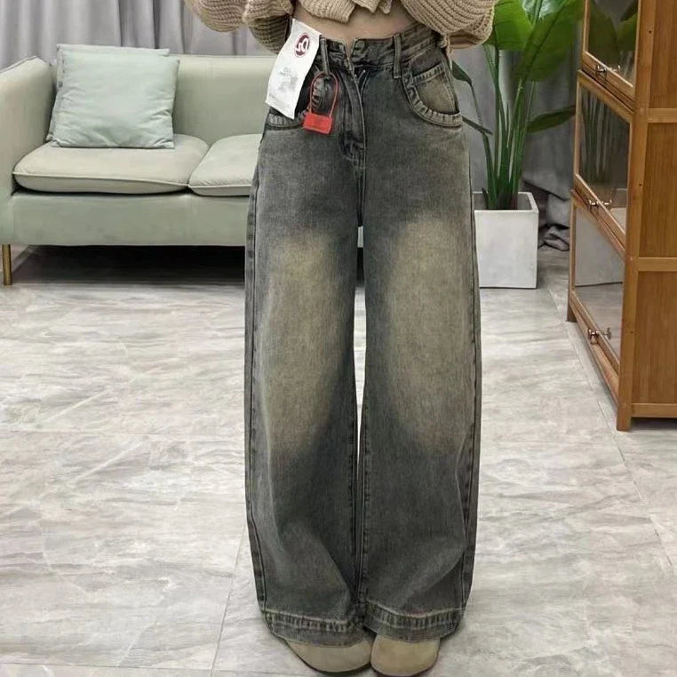 Jeans Straight High Waist Slim Fit Stretch Denim Trousers Casual Comfortable Pants