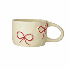 Bow mug girls high value home breakfast cup office ceramic cup niche water cup couple cup