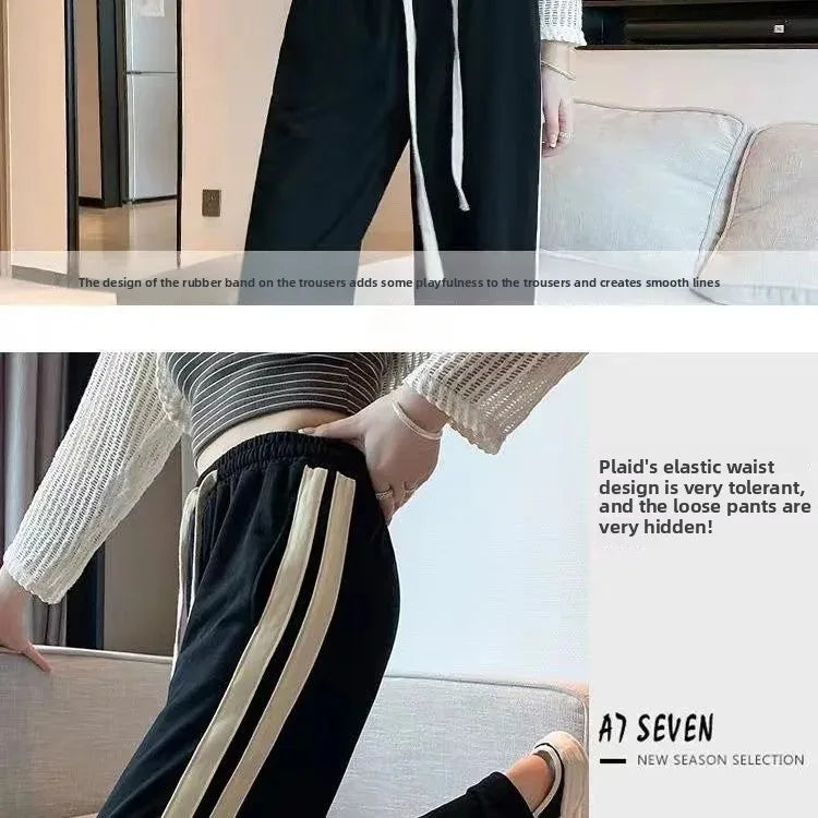 High Waist Thickened Fleece Lined Corduroy Pants Casual Straight Leg Trousers Color Block Stripe Design Trendy Long Pant