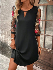 Luxury Dress Perspective Mid Sleeve Printed Round Neck Mini Skirt Party Dress