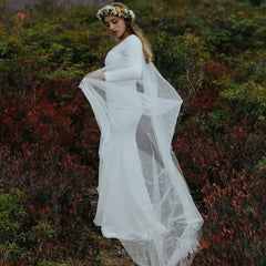 Elegant Beaded Pearl Bridal Cape Veil Off Shoulder Bolero Shawl Wedding Jacket