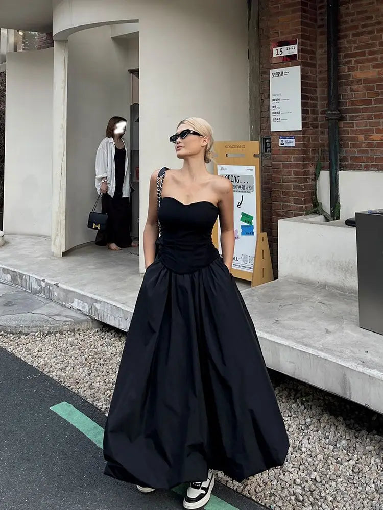 Deeptown Korean Style Casual Long Skirt