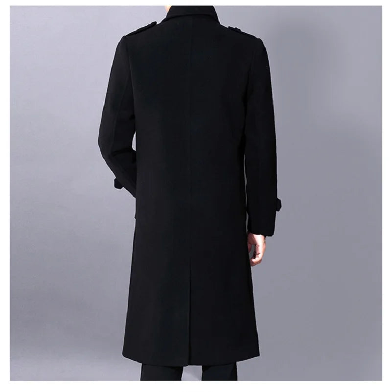 Long dust coat Warm Trench Woolen Cloth Coats Double Breasted Slims Solid Business Outwear