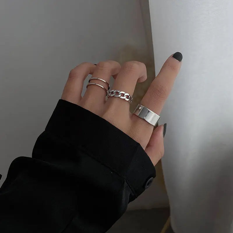 The Tide Cool Ring Set Korean Ring Ring Net Red Jewelry Not Fade Color Ring Cold Wind Hip Hop Index Finger Ring