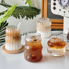 Glass Drinkware Cold Coffee Cups Latte Coffee Glass Iced Juice Milk Water Bottle