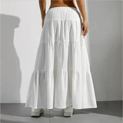 SpringHalf length Skirt with Strap Splicing Large Swing Skirt Loose Long Skirt Wear