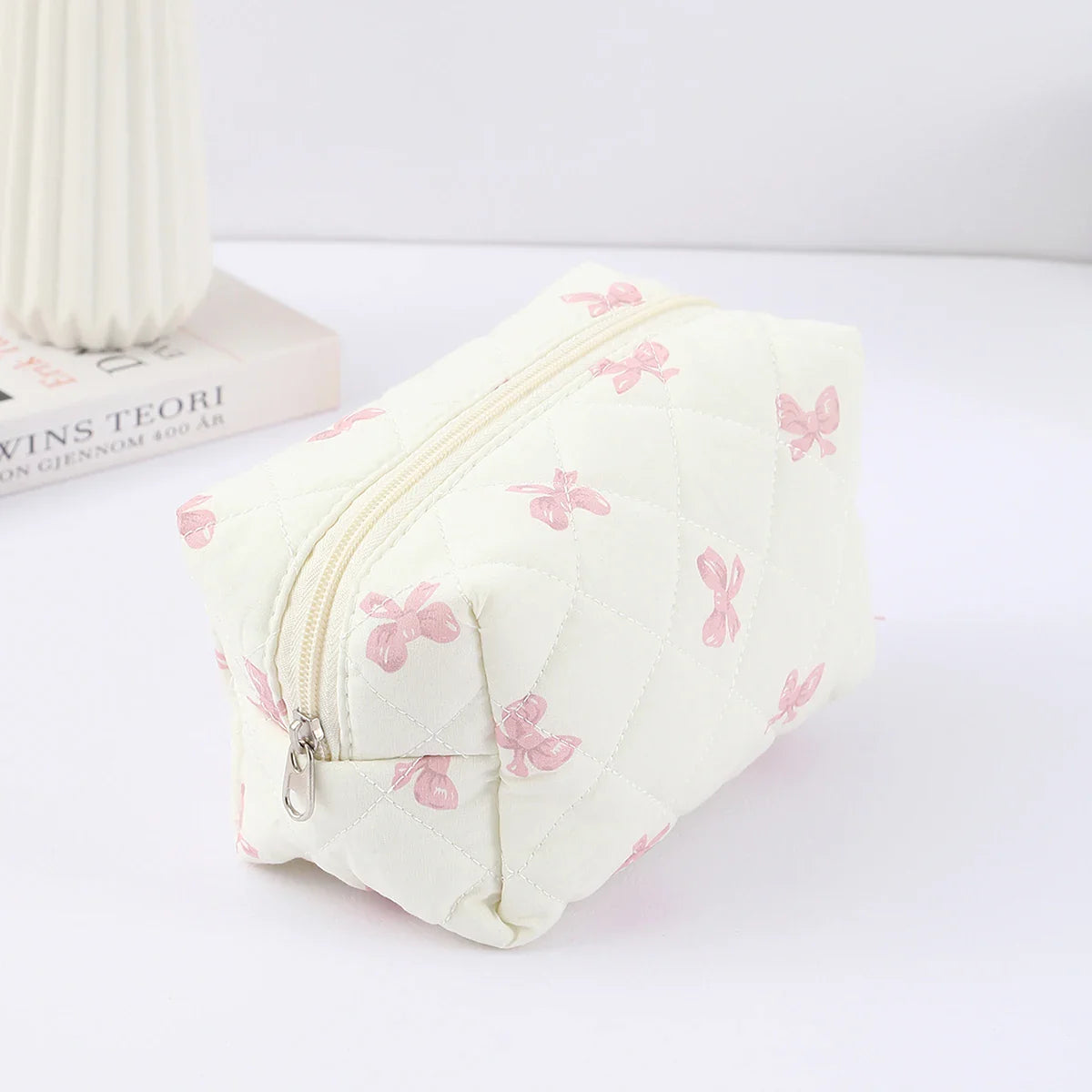 1 pc exquisite bowknot single-layer pencil case, floral pattern design storage bag, a must-have