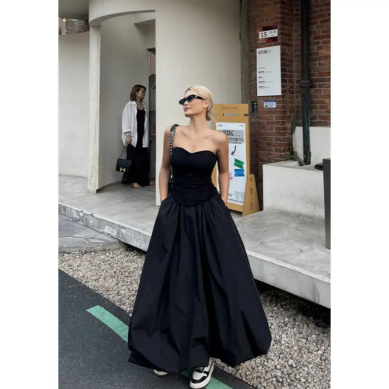 Deeptown Korean Style Casual Long Skirt