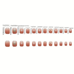 24pcs Ice Transparent Press On Nails, Fake Nails With 3D Butterfly