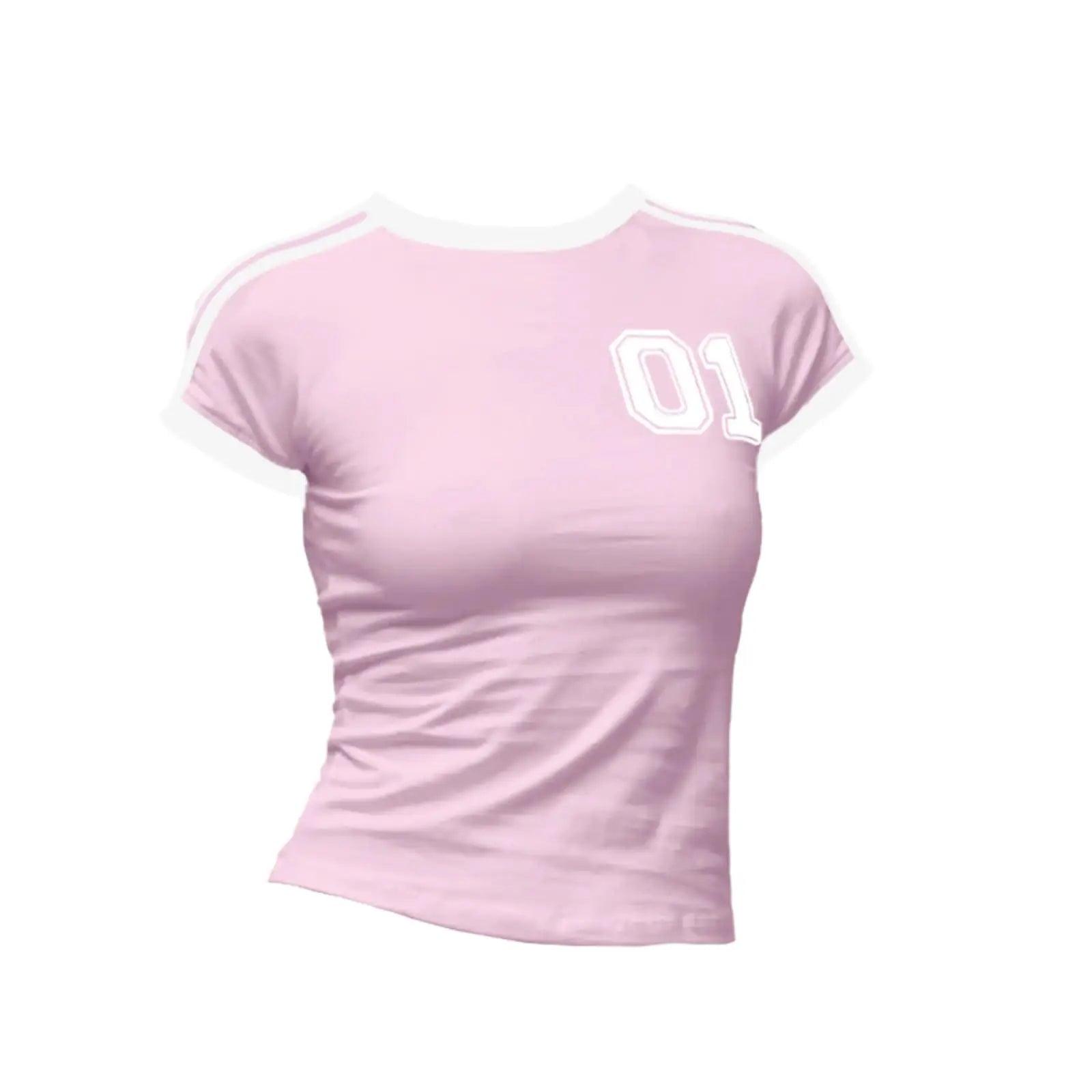 Y2K Trends White Crop Tops Streetwear Baby T-Shirt Short Sleeve Splicing Vintage Slim