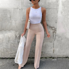 Slim Bell-Bottoms Trousers Trendy Pants Office Lady Solid Color Flared Trousers