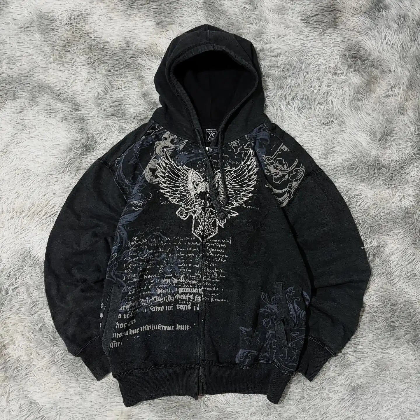American Oversized Pattern Printed Zipper Hooded Sweater Y2K Gothic Harajuku Hip Hop Couple Hoodies