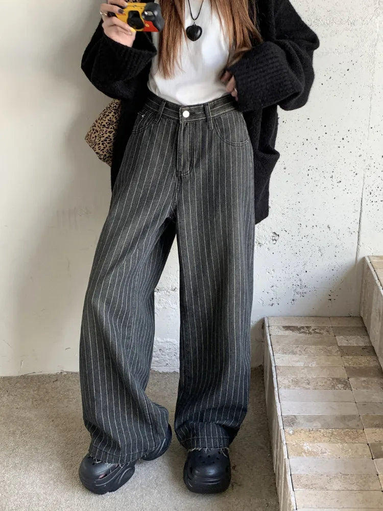 Ropa Y2K Vintage Striped Wide Leg Baggy Jeans Pants