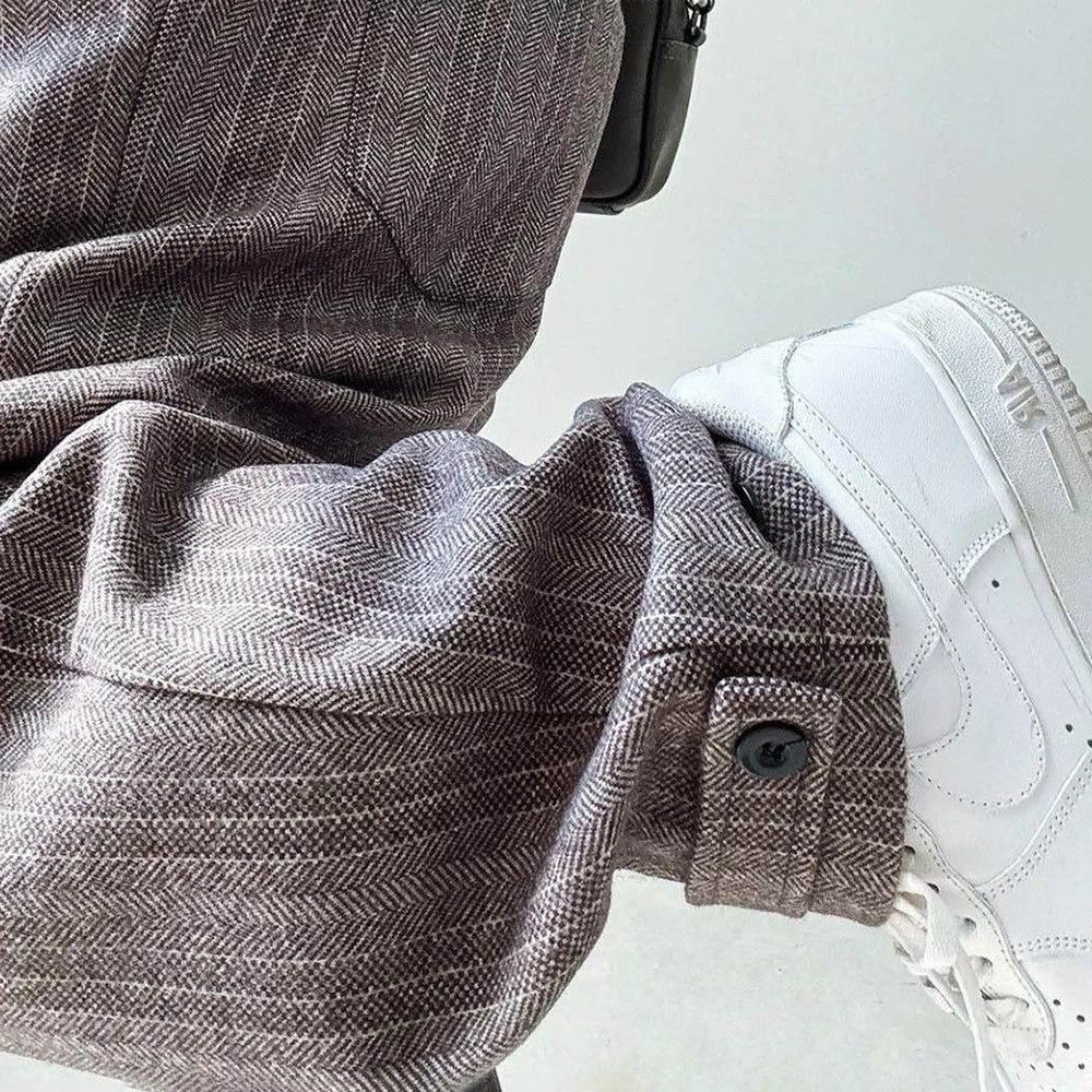 Mens Pants Casual Acrylic Pants Streetwear Personality Versatile Trend Comfort Wide-Leg Pants Clothing