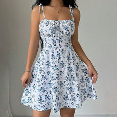 Floral Spaghetti Strap Beach Short Dress,Dresses,Clothing,Clothes,Sundress,in Dress