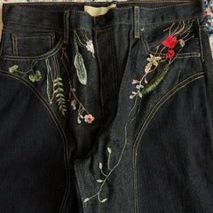 Y2K Floral Baggy Jeans Retro Blossom Embroidery Streamlined Unisex Streetwear Gothic High Street Oversized Wide Leg Pants
