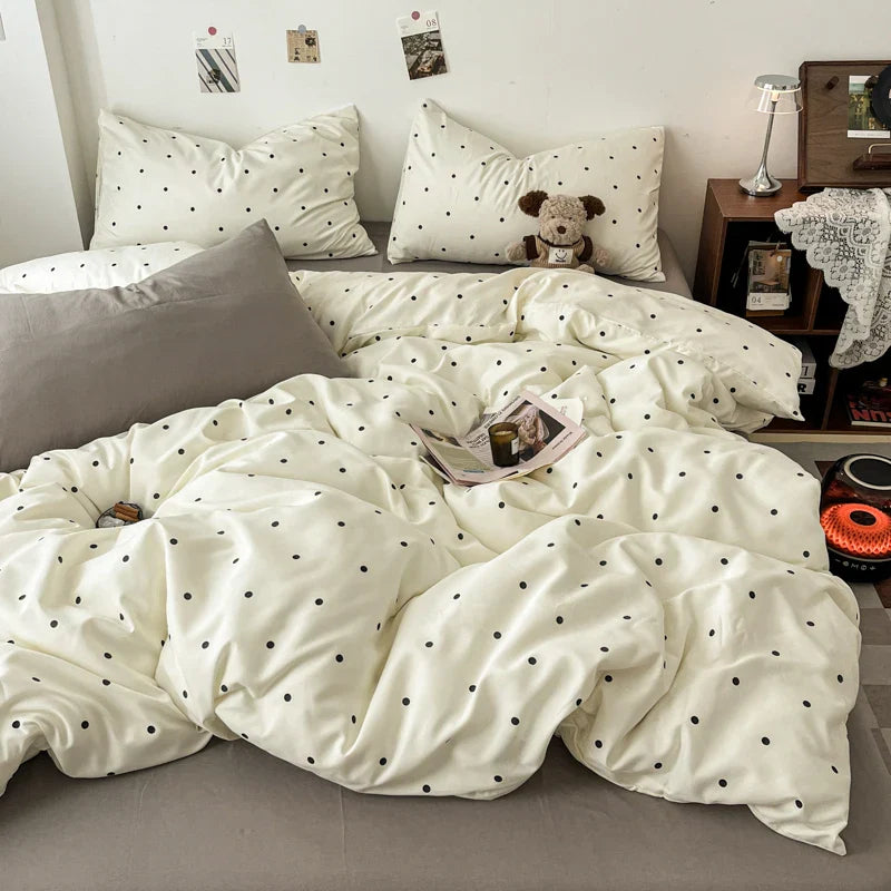 Vintage Double Sided Red Plaid Bedding Set Skin-Friendly Soft Duvet Cover Set with Bed Sheet
