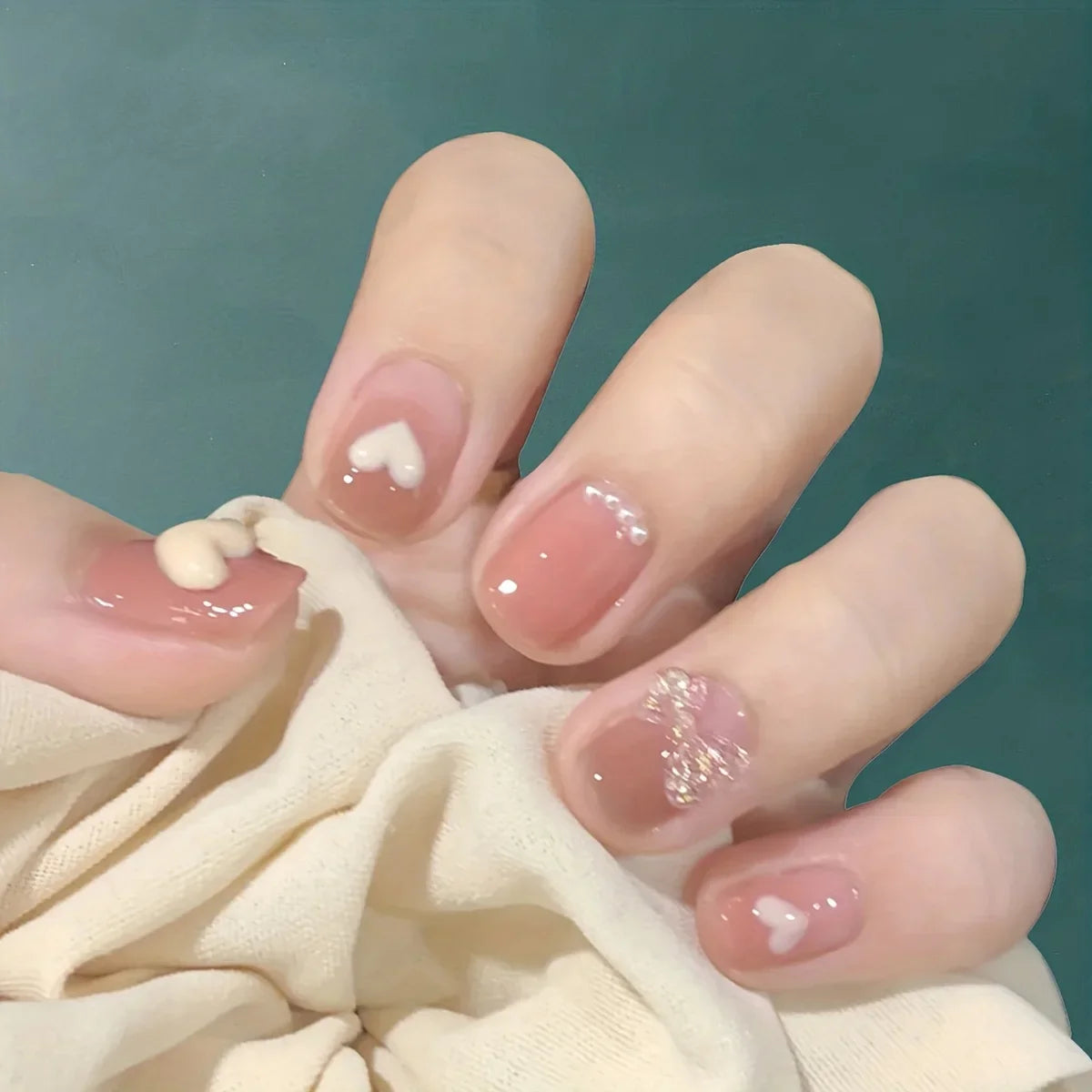 24pcs Ice Transparent Press On Nails, Fake Nails With 3D Butterfly