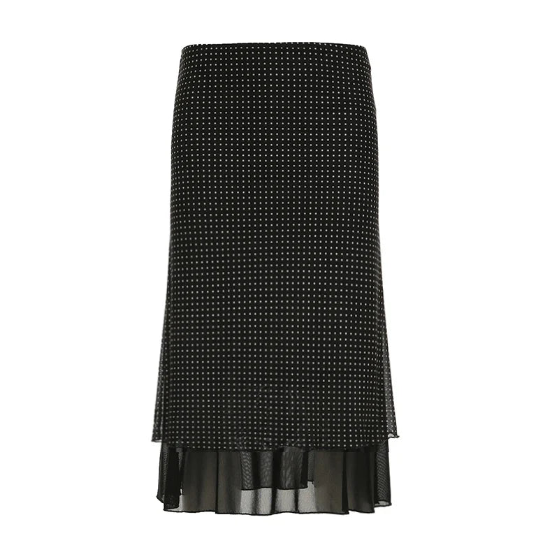 Polka Dot Prints Straight Skirts Fabric Causal All-Match Long Skirts