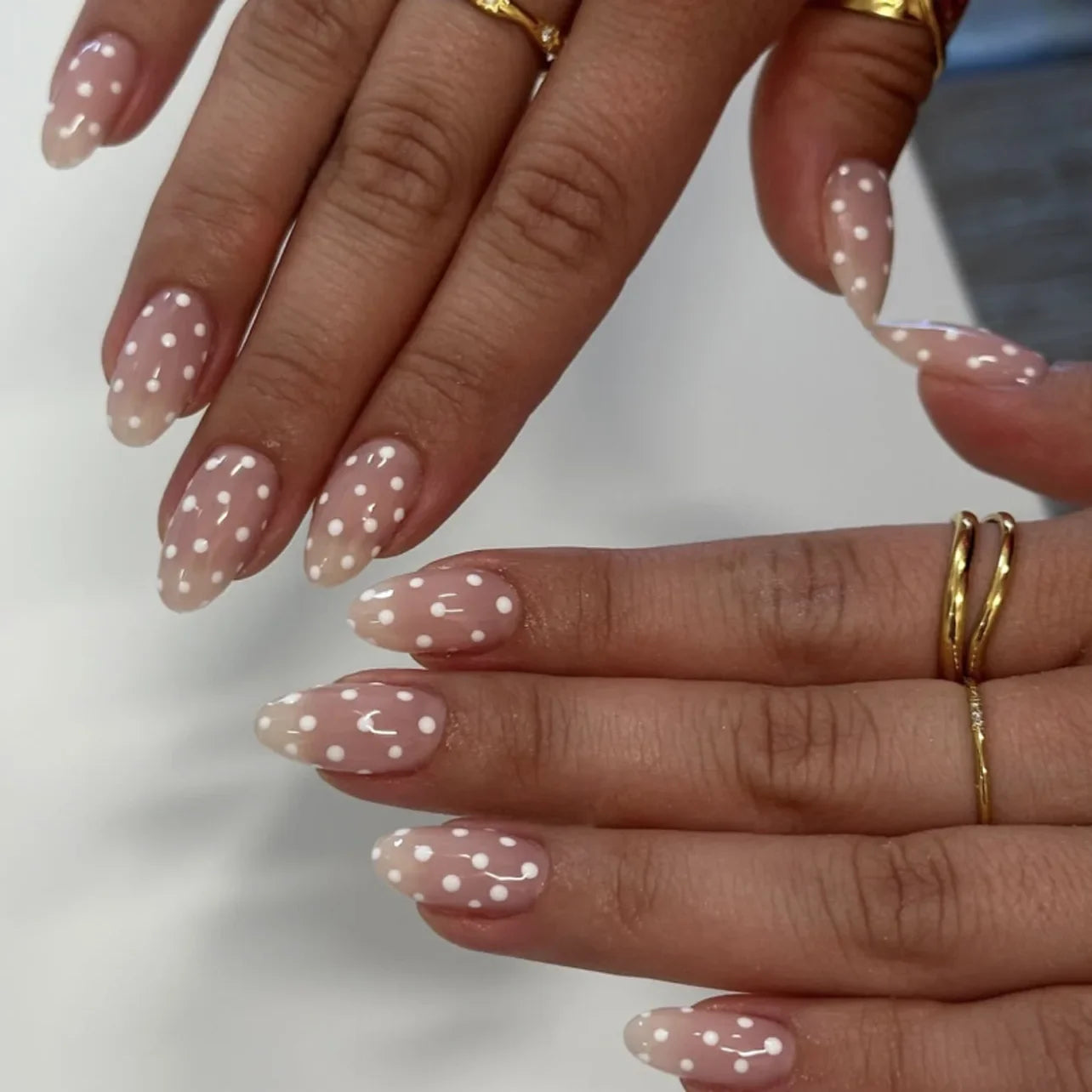 Dark Brown White Polka Dot Wearable Nail Art Fall Chic Fake Nails Detachable Finished False Nails Press on Nails