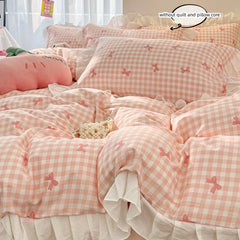 3 Piece duvet cover Set bowknot printting Quilt cover Set comfortable Ruffles Bedding Set Bedspread