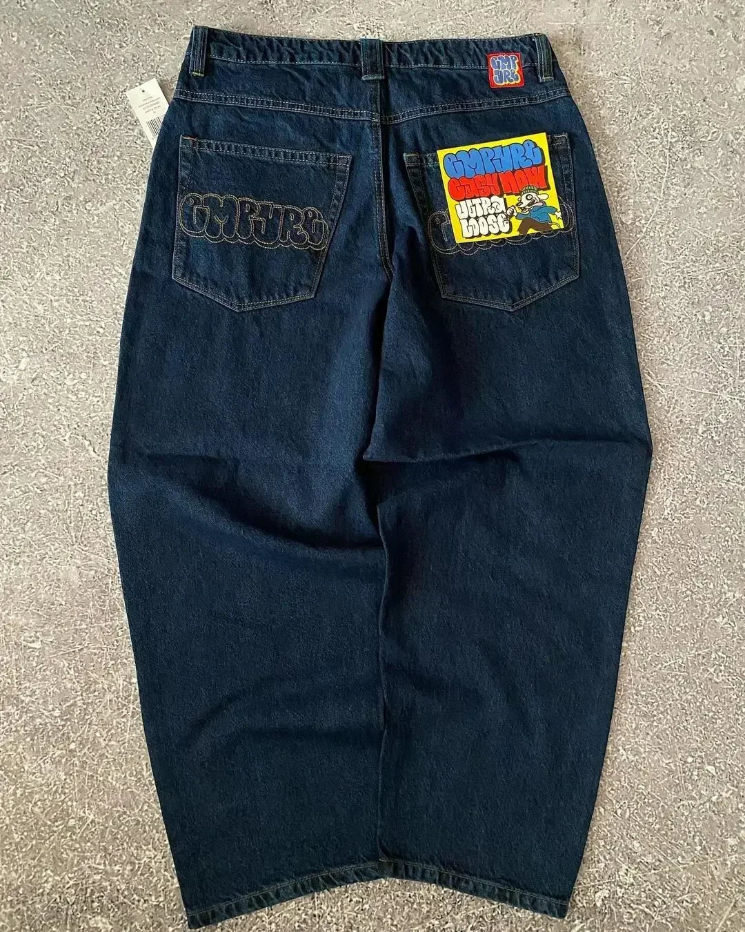 Y2K 2000s Cherry Blossom Pocket Embroidery Hip Hop Loose