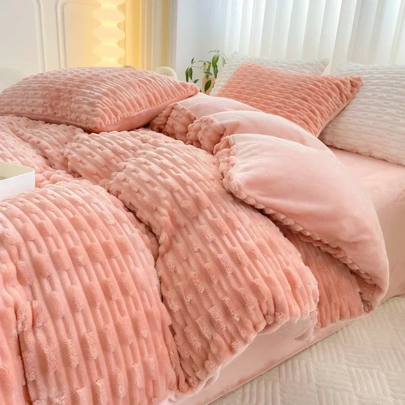 Rabbit Velvet Milk Single Product Quilt Cover Thickened Warm Solid Duvet Bedding