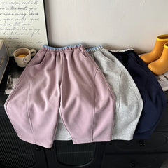 Casual Children Pants Girls Elastic Waist Loose Fit Sweatpants Soft Kids Boys Sport Trousers