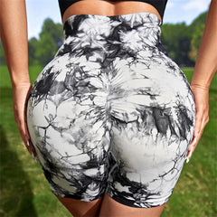 High Waist Butt Lift Shorts Legging Seamless Leggings Tie Dye Shorts Gym Workout Running Pants