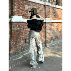 Vintage Emo Loose Washed Pants Casual Harajuku Style Jeans Y2K Wide Leg Punk Baggy Denim Trouser