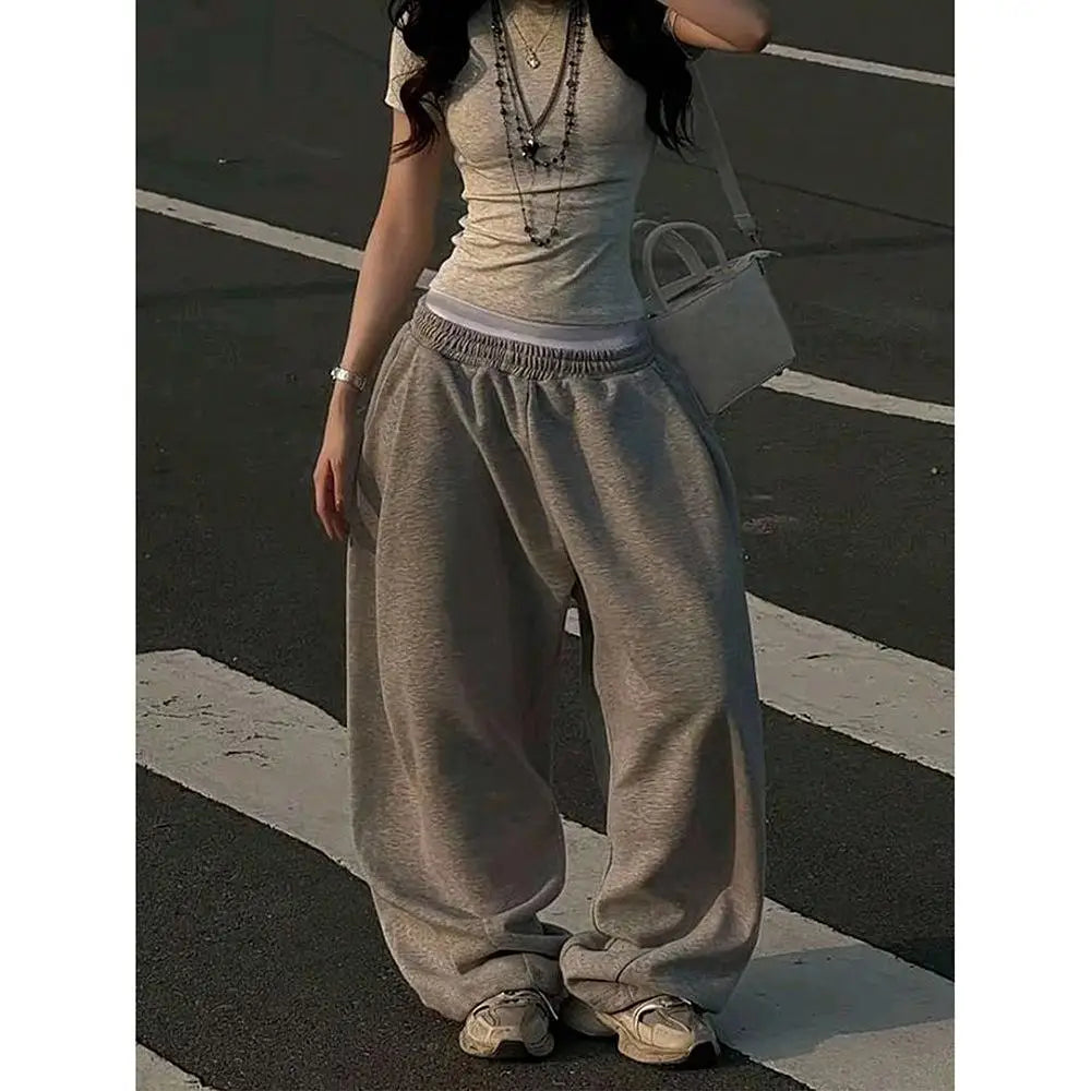 Loose Casual Pants Street Style Retro Trendyable Long Trousers Comfortable Polyester Fiber