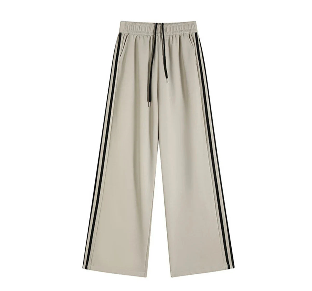Stripe Chic Straight Pant Retro Sports Sweatpants High Waist Color Blocked Trouseres Lady Casual Streetwear