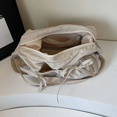 Large Capacity Shoulder Bags Lightweight Nylon Pleated Crossbody Bag Multiple Pockets Hobo Bag