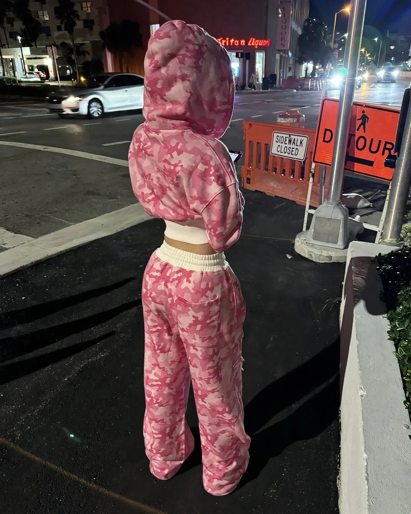 Streetwear Pink Sportswear Two Piece Set Gothic Slim Fit Waist Zipper Hoodie Harajuku Retro Casual High Waist Sports Pants
