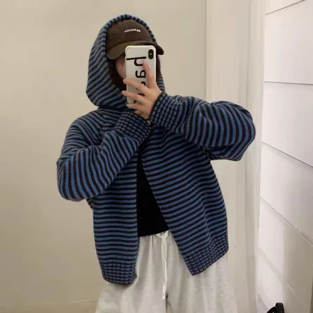 Korean Style Green Knitted Cardigans