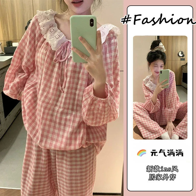 Sweet Print Pajamas Set Long Sleeve Top