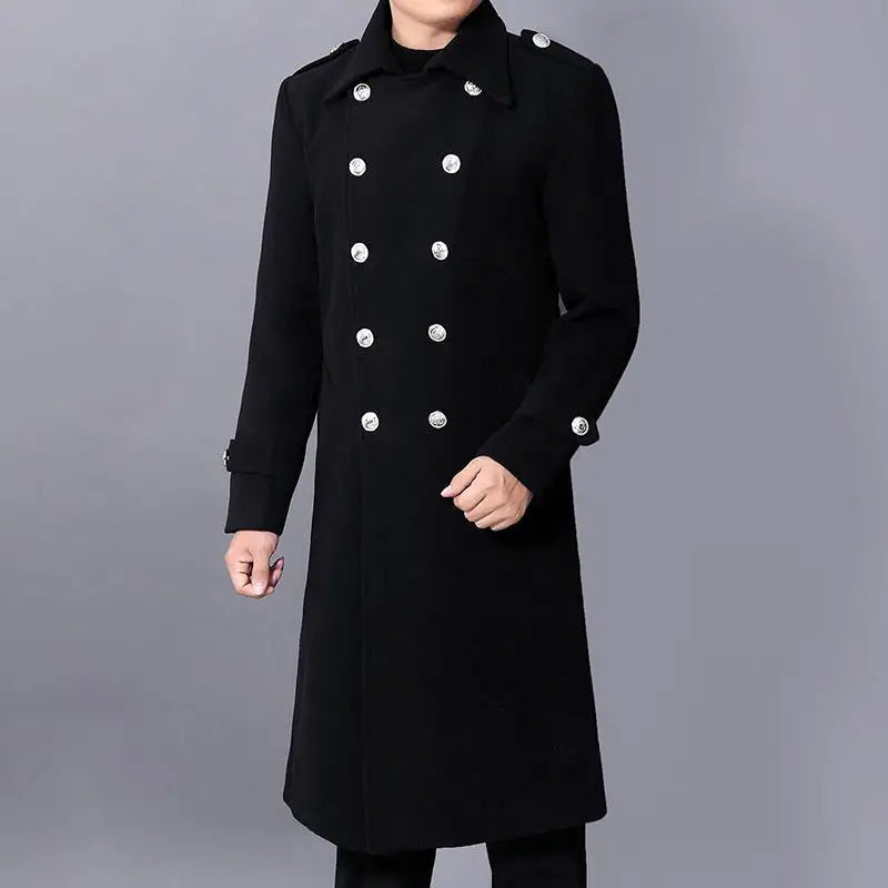 Long dust coat Warm Trench Woolen Cloth Coats Double Breasted Slims Solid Business Outwear