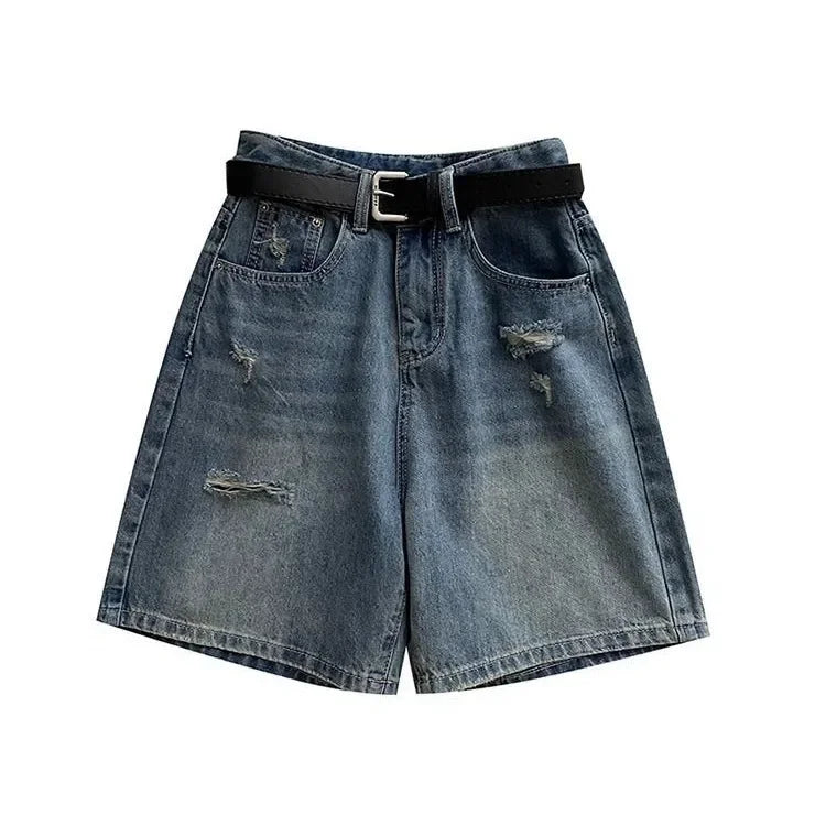 High Waist Loose Fit Denim Shorts