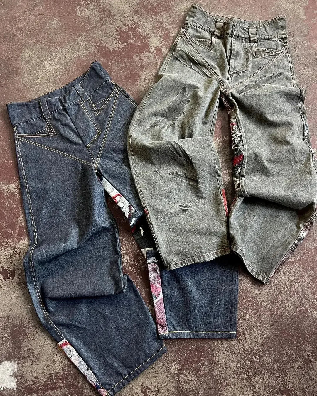 Streetwear Y2K Jeanss Casual Hip Hop Punk Baggy Jeans Retro Oversized Graphic Embroidery High Waisted Wide Leg Jeans
