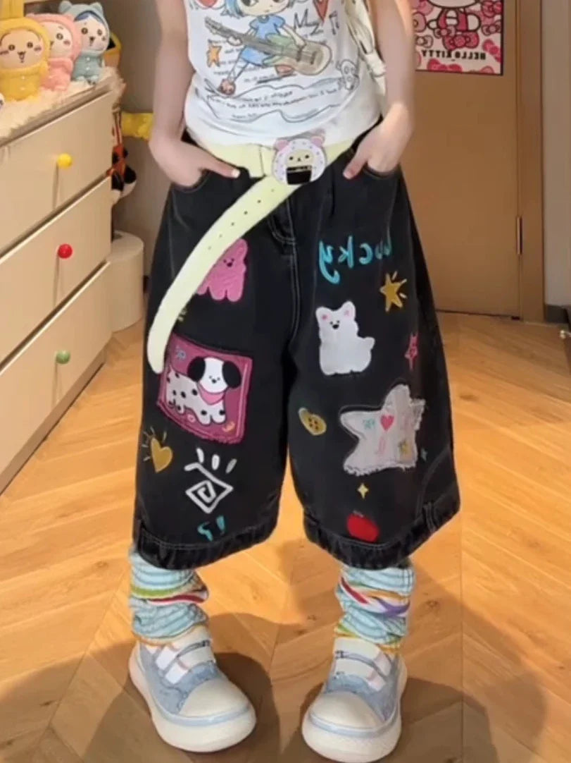 Shoujo Jorts Abi Tide Harajuku Korean Jeans Shorts Kpop 2000s Stylish Denim Pants Grunge Y2k Japanese Streetwear