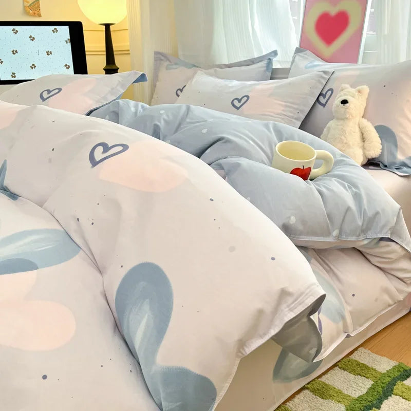 100% Cotton Printed Duvet Cover Single Piece Fresh Style Bedding Cover Soft Breathable Quilt Cover