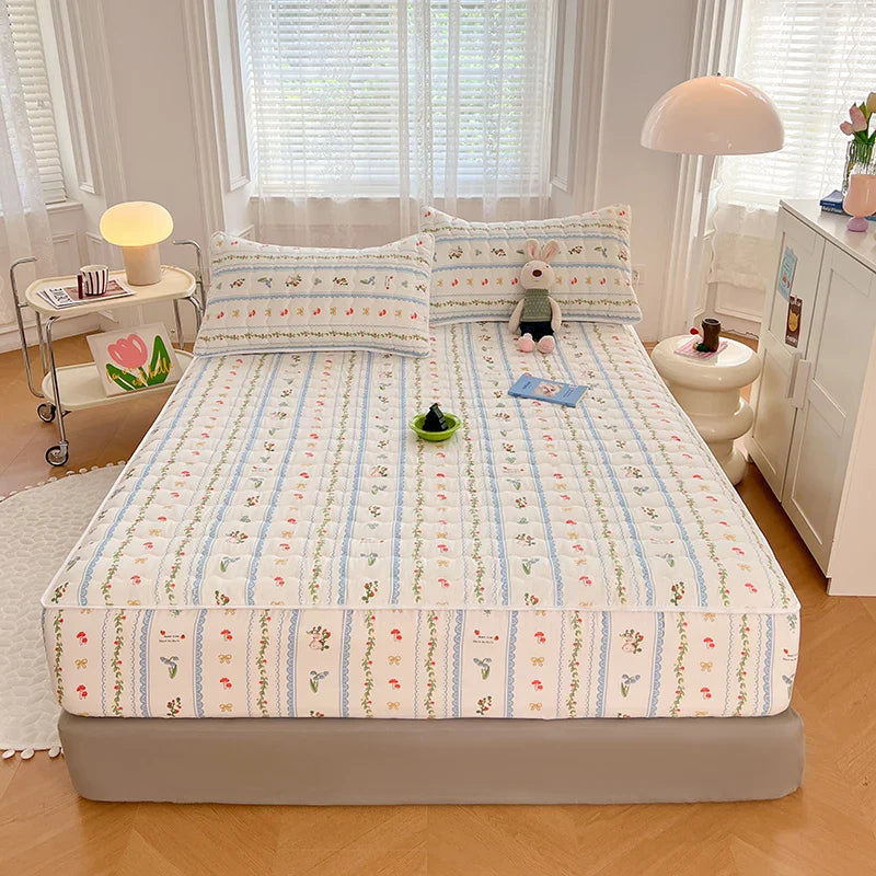 1pc Thicken Anti-mite Fitted Sheet With Elastic Band Non Slip Adjustable Mattress Cover