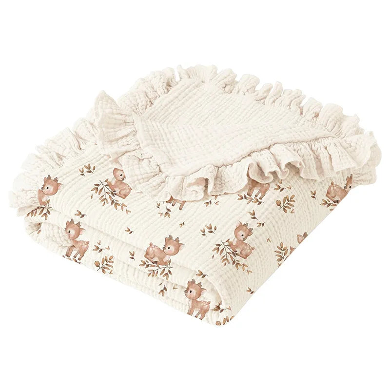 Ruffle Baby Blanket Cotton Swaddle Newborn Wrap Flower Muslin Receive Blankets Stroller Cover