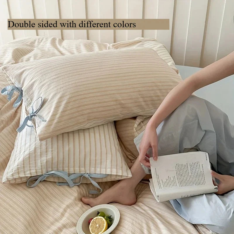 Double Sided Stripes Bow Pillow Cases 48x74cm Soft Comfortable Covers Cotton Pillow Cover Pillow Sham Beds Home Decoration gifts